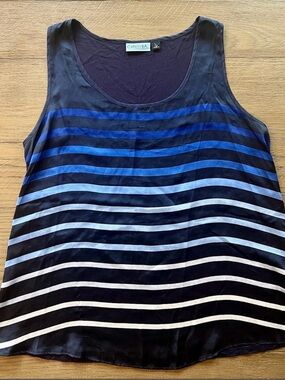 Cynthia Rowley Navy and Blue Gradient Stripe Tank